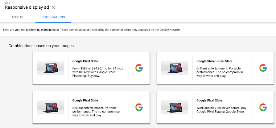 Rapport de combinaisons Google