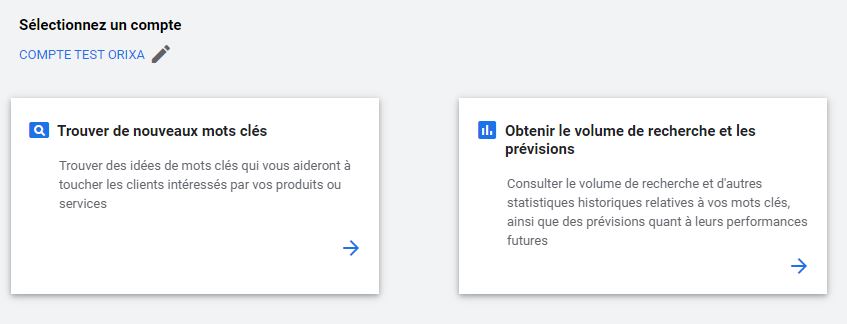 Plannificateur de mots-clés Google