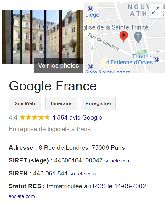 page google france my business