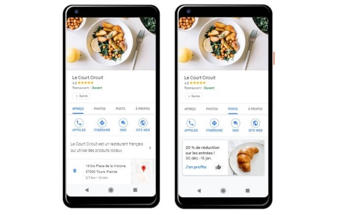 Exemple de fiche Google My Business sur mobile