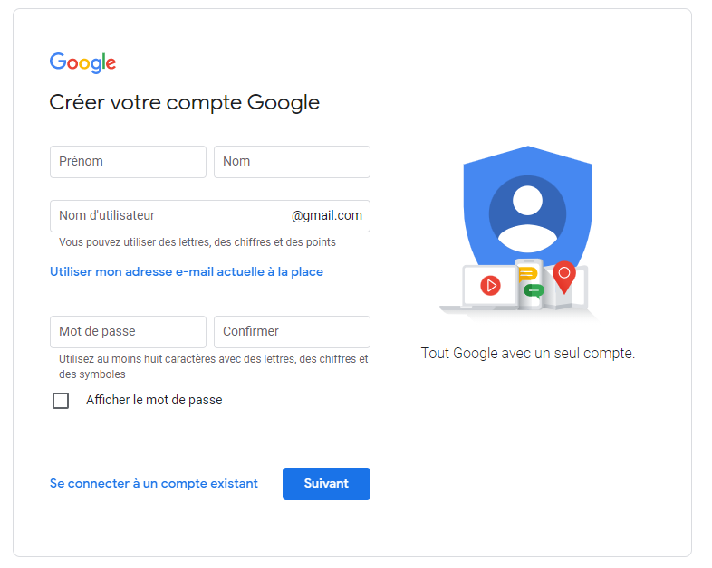 créer un compte search console